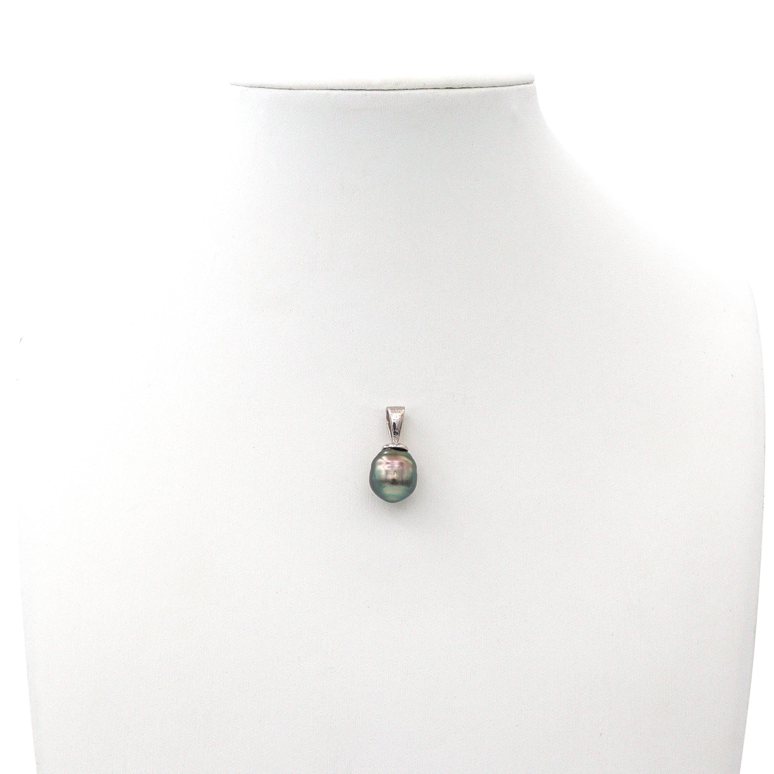 Vintage 14k White Gold Tahitian Pearl Pendant