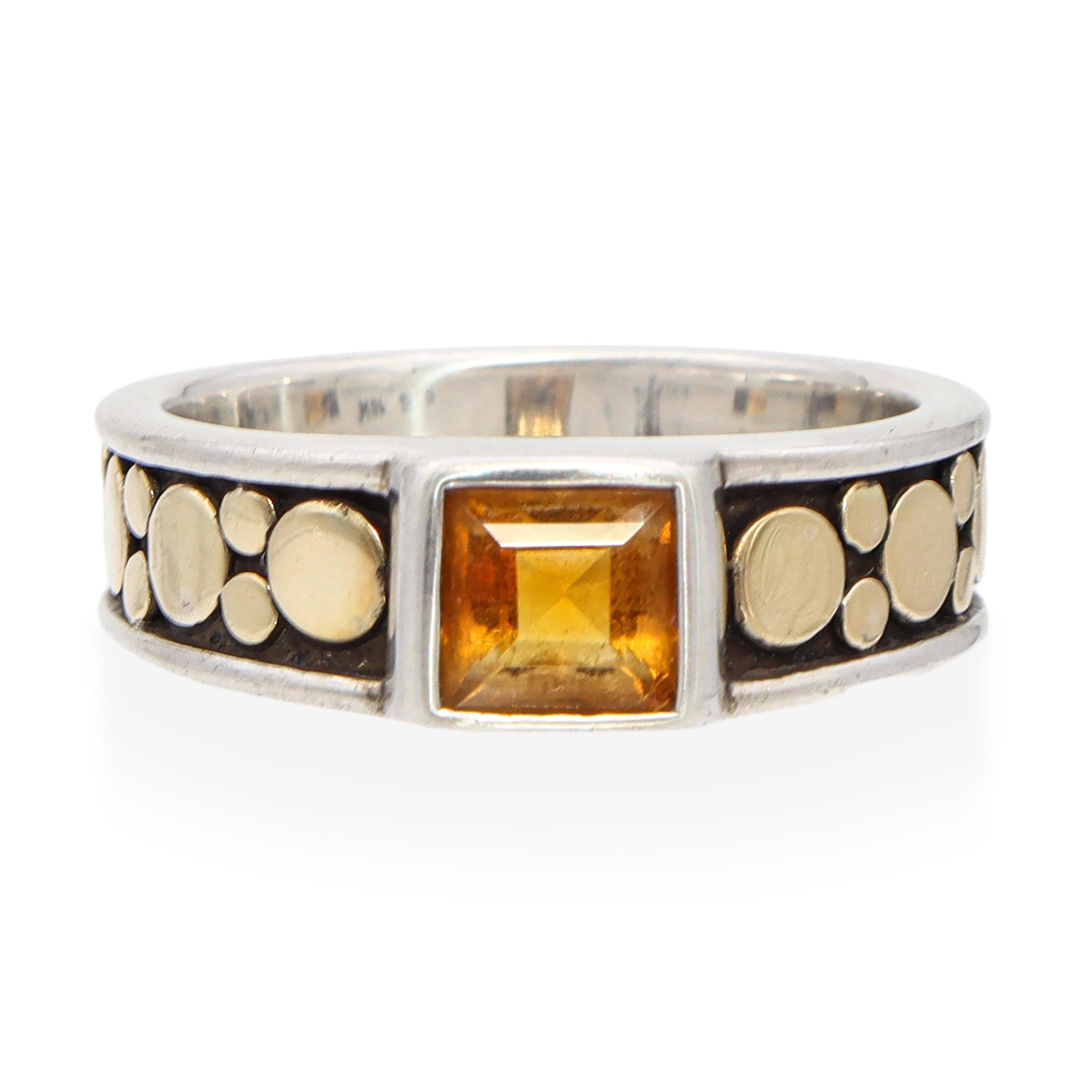 John Hardy Dot Collection 18k Yellow Gold & Sterling Silver Citrine Ring