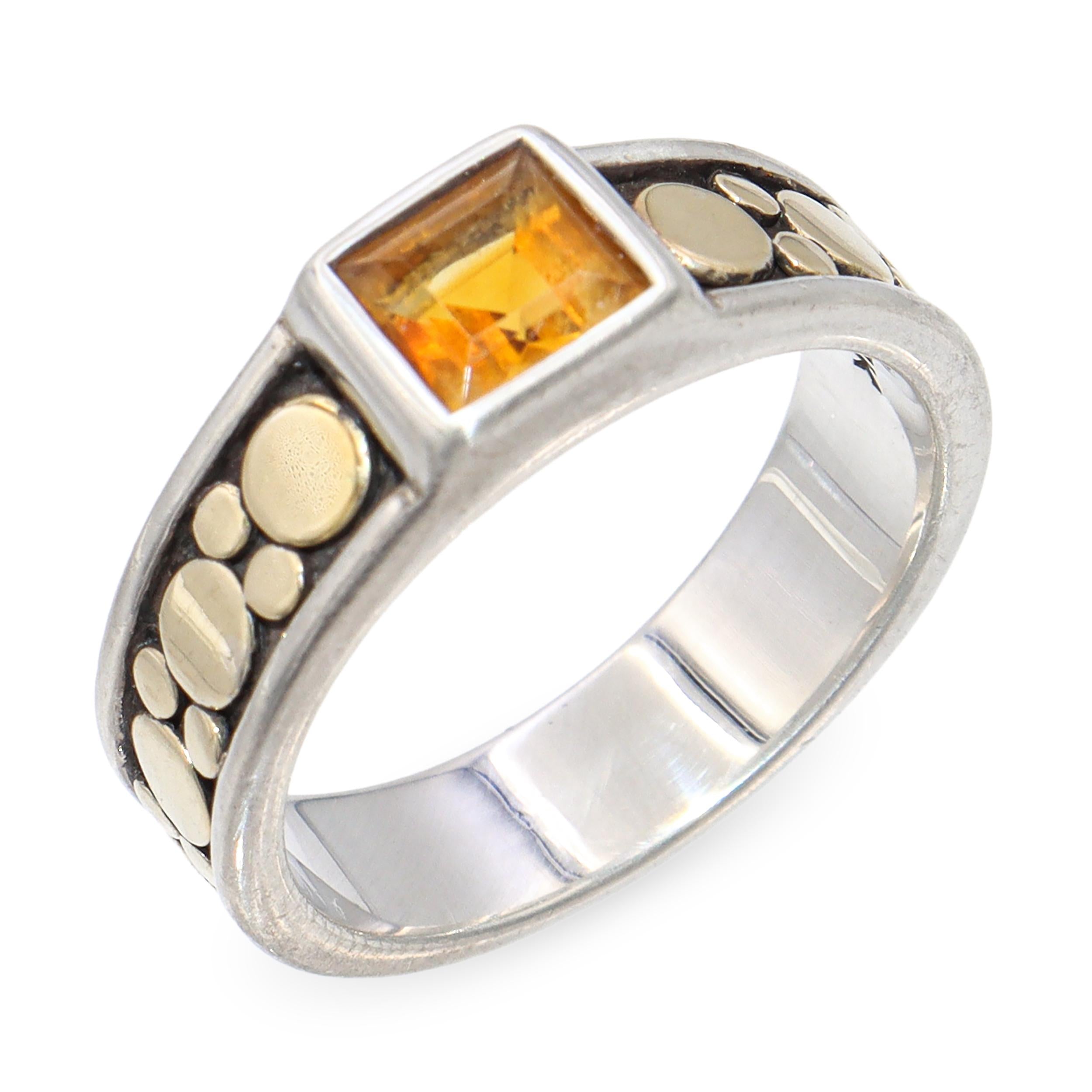 John Hardy Dot Collection 18k Yellow Gold & Sterling Silver Citrine Ring