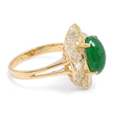 14k Yellow Gold 2.18ct Imperial Green Jadeite Jade & Diamond Pavé Ballerina Ring