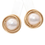 Vintage 14k Yellow Gold Mabe Pearl Jewelry Set