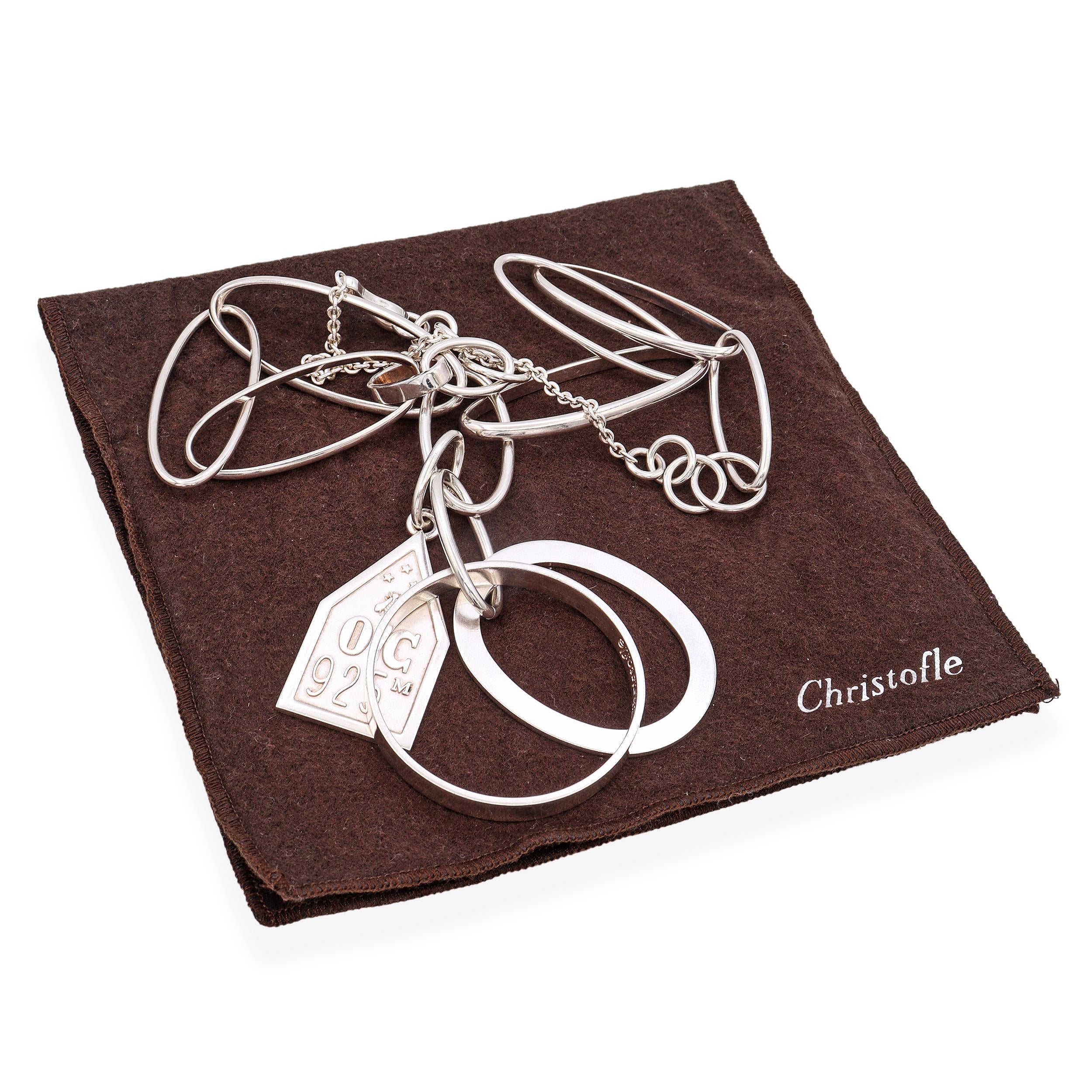 Christofle by Taher Chemirik Sterling Silver Link Chain Tag Necklace