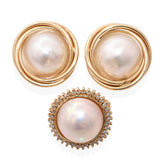 Vintage 14k Yellow Gold Mabe Pearl Jewelry Set