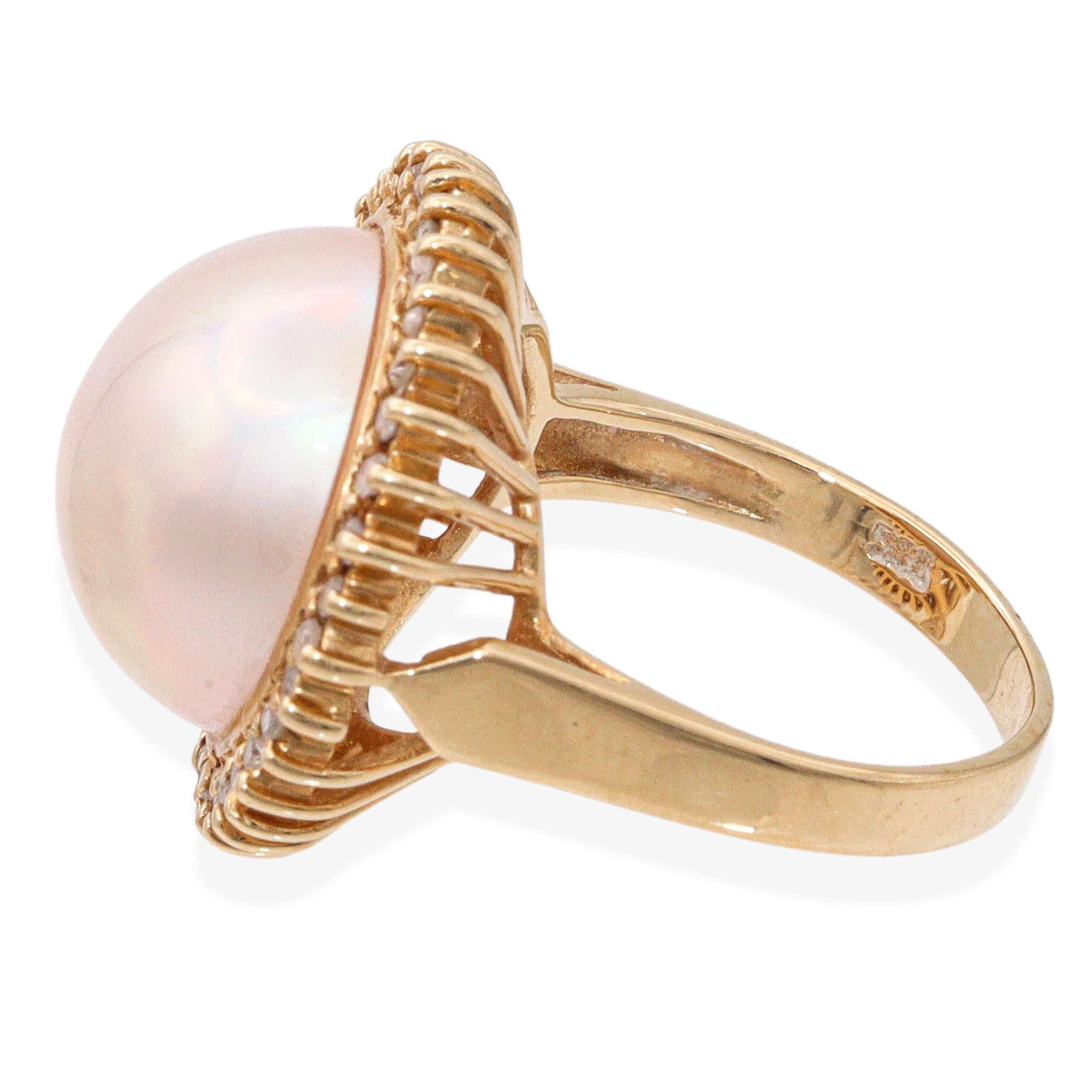 Vintage 14k Yellow Gold Mabe Pearl Jewelry Set