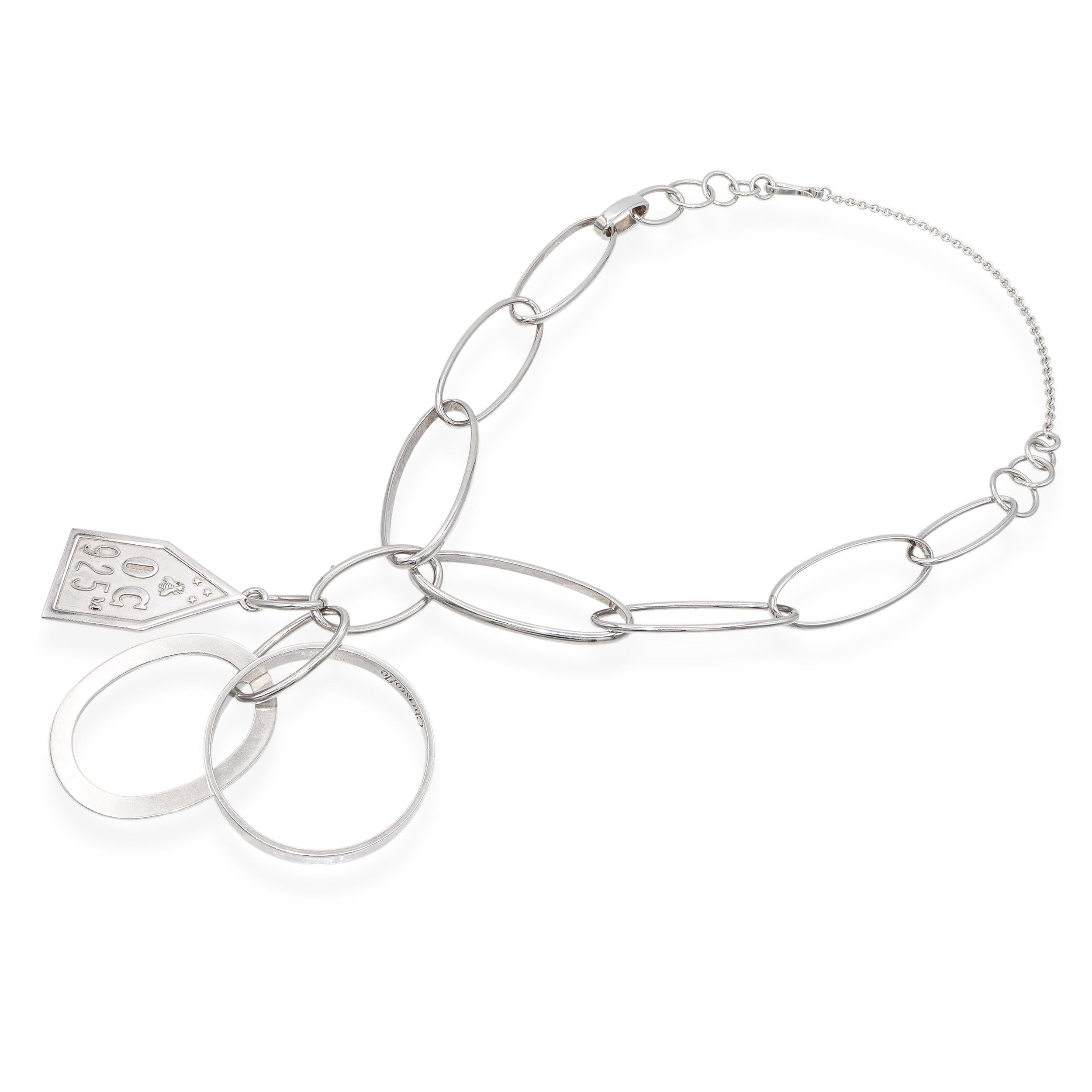 Christofle by Taher Chemirik Sterling Silver Link Chain Tag Necklace
