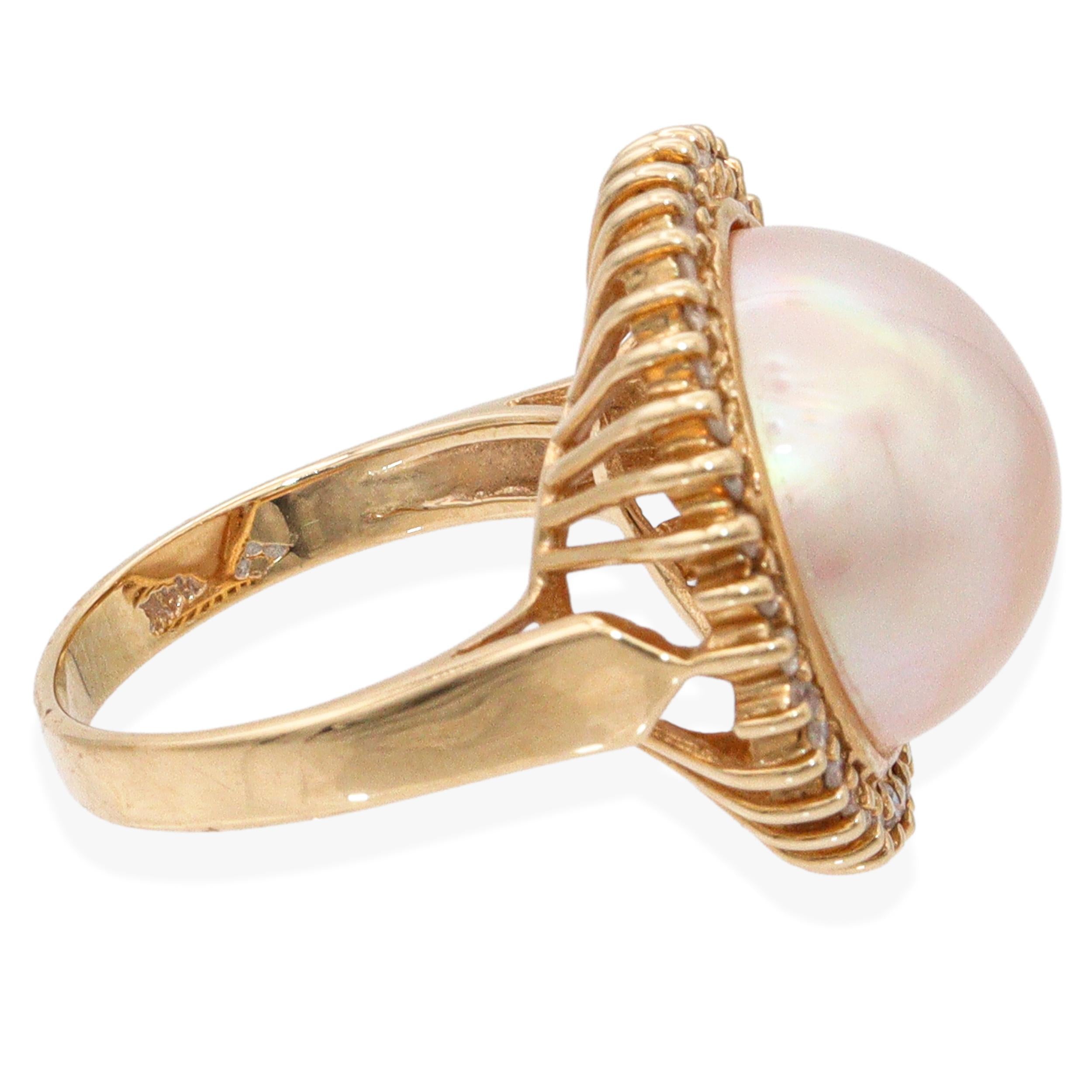 Vintage 14k Yellow Gold Mabe Pearl Jewelry Set