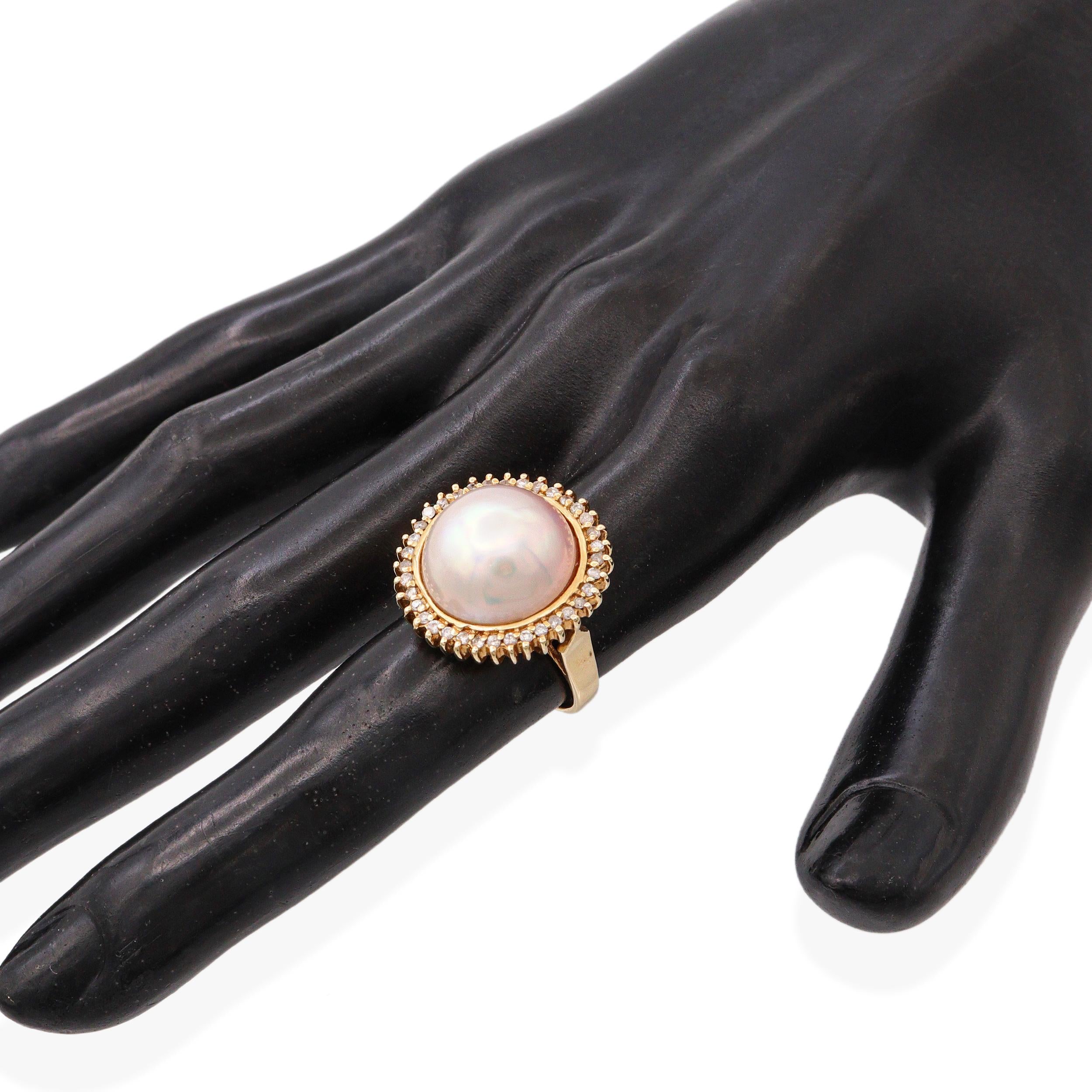 Vintage 14k Yellow Gold Mabe Pearl Jewelry Set