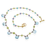 Vintage 18k Yellow Gold Topaz Tanzanite Peridot and Apatite Jewelry Set