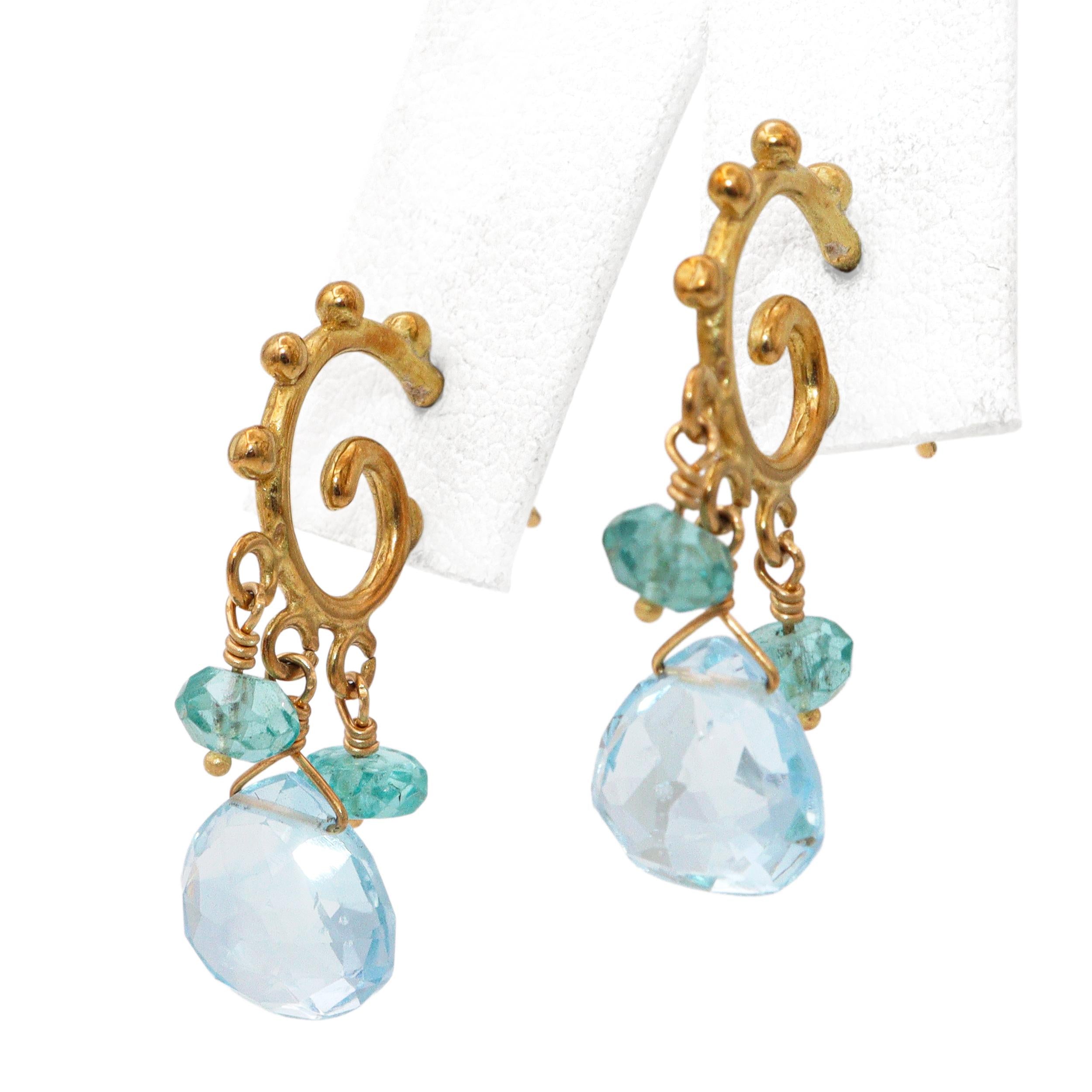 Vintage 18k Yellow Gold Topaz Tanzanite Peridot and Apatite Jewelry Set