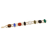 Vintage 14K Yellow Gold Multi-Gemstone Scarab Bracelet