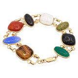 Vintage 14K Yellow Gold Multi-Gemstone Scarab Bracelet
