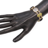 Vintage 14K Yellow Gold Multi-Gemstone Scarab Bracelet