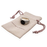 David Yurman Sterling Silver Black Onyx Chevron Signet Ring