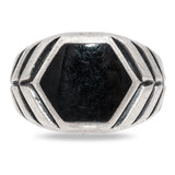 David Yurman Sterling Silver Black Onyx Chevron Signet Ring