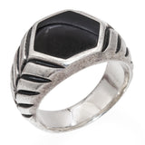 David Yurman Sterling Silver Black Onyx Chevron Signet Ring