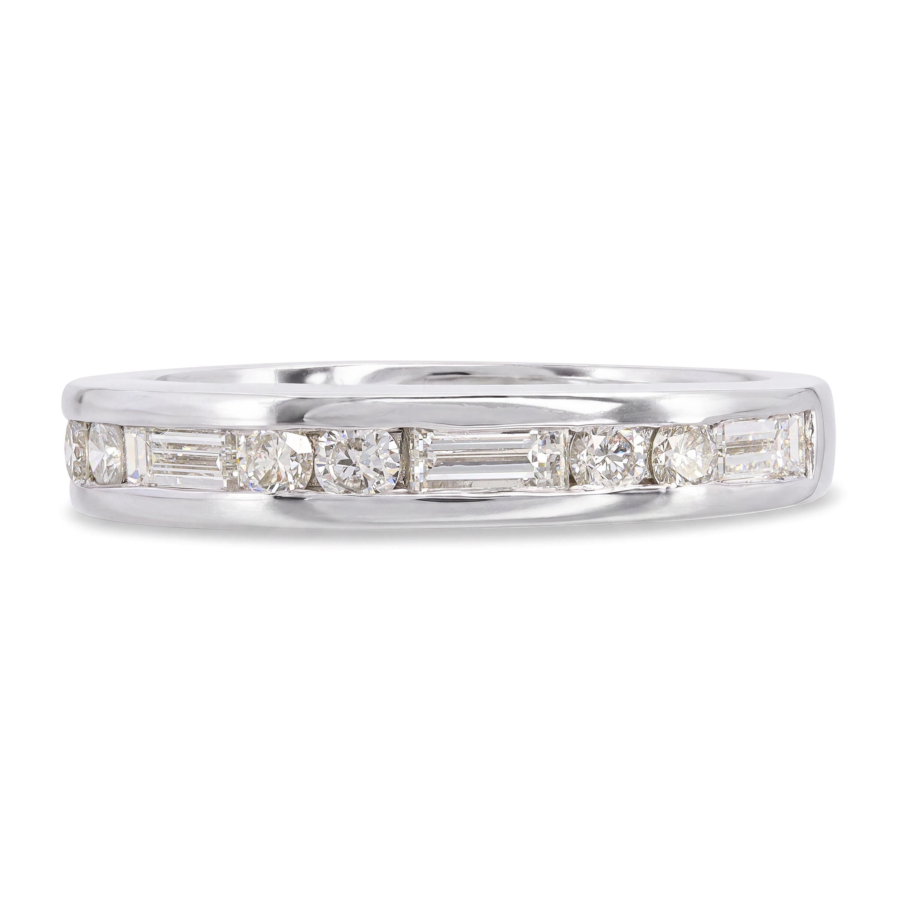 Platinum Channel Set Mixed Cut Diamond Half Band Ring