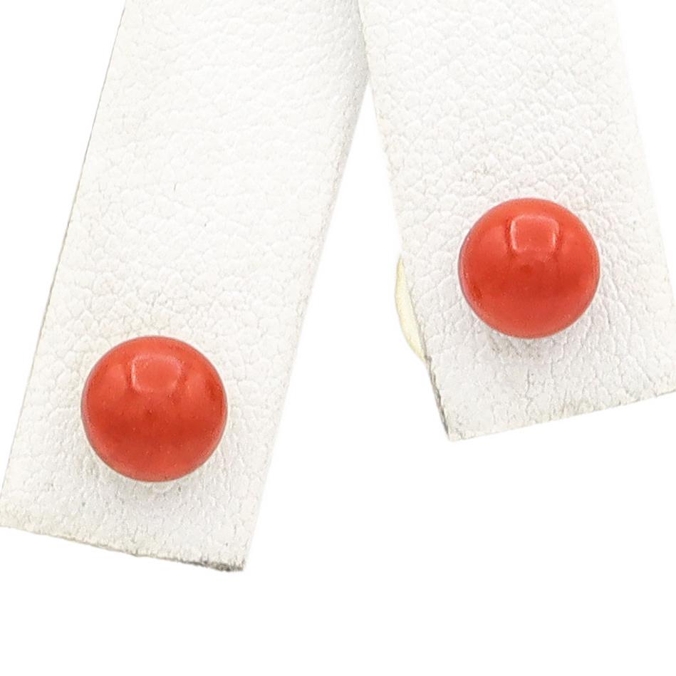 Vintage Yellow Gold Red Coral Woven Sorrento Bracelet & Earring Set