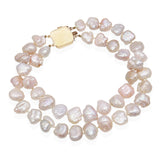 Vintage 14k Yellow Gold Baroque Pearl Beaded Double Strand Bracelet