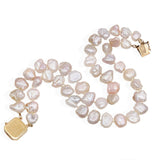 Vintage 14k Yellow Gold Baroque Pearl Beaded Double Strand Bracelet