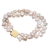 Vintage 14k Yellow Gold Baroque Pearl Beaded Double Strand Bracelet