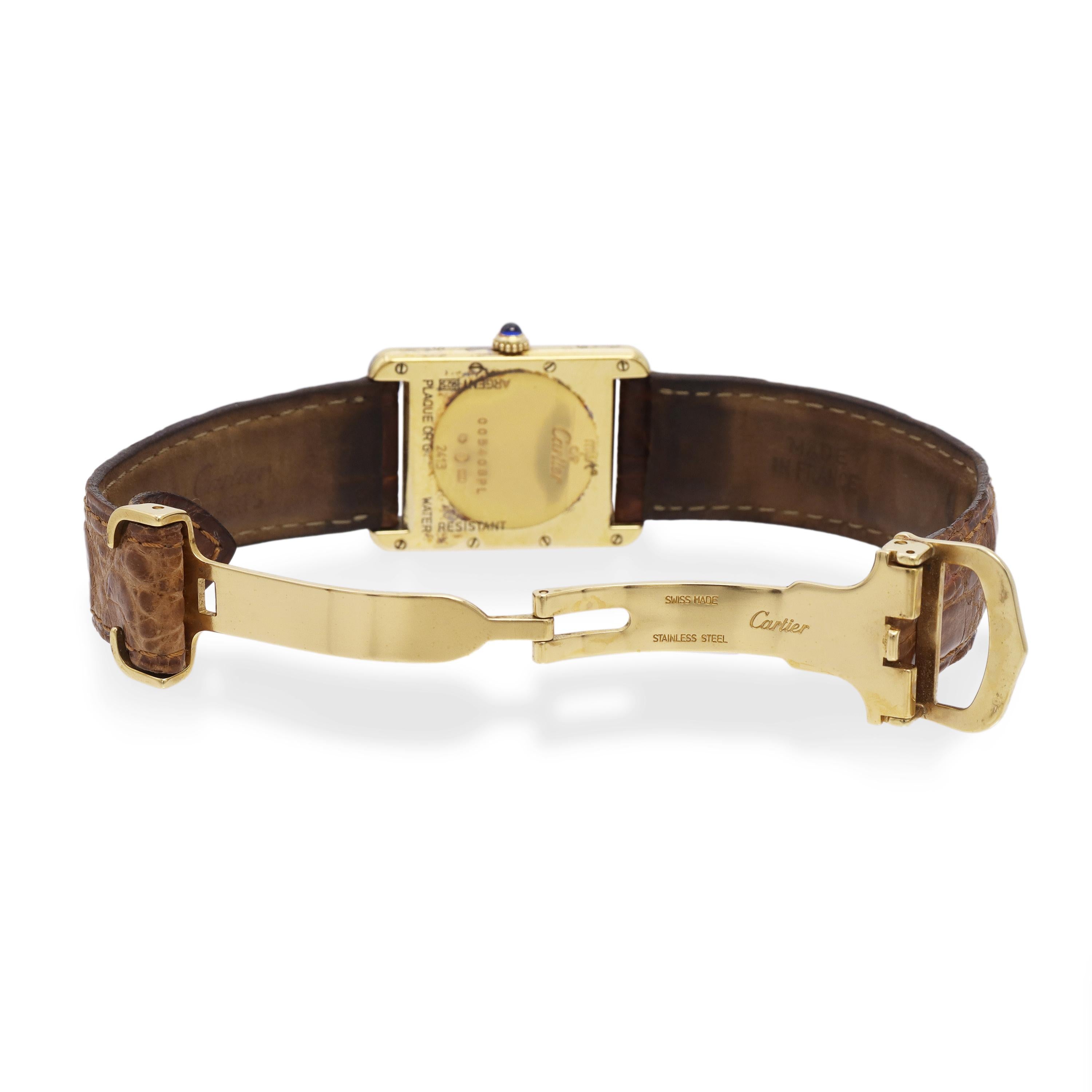 Must de Cartier Tank Vermeil Date Quartz Men’s Watch Ref. 2413