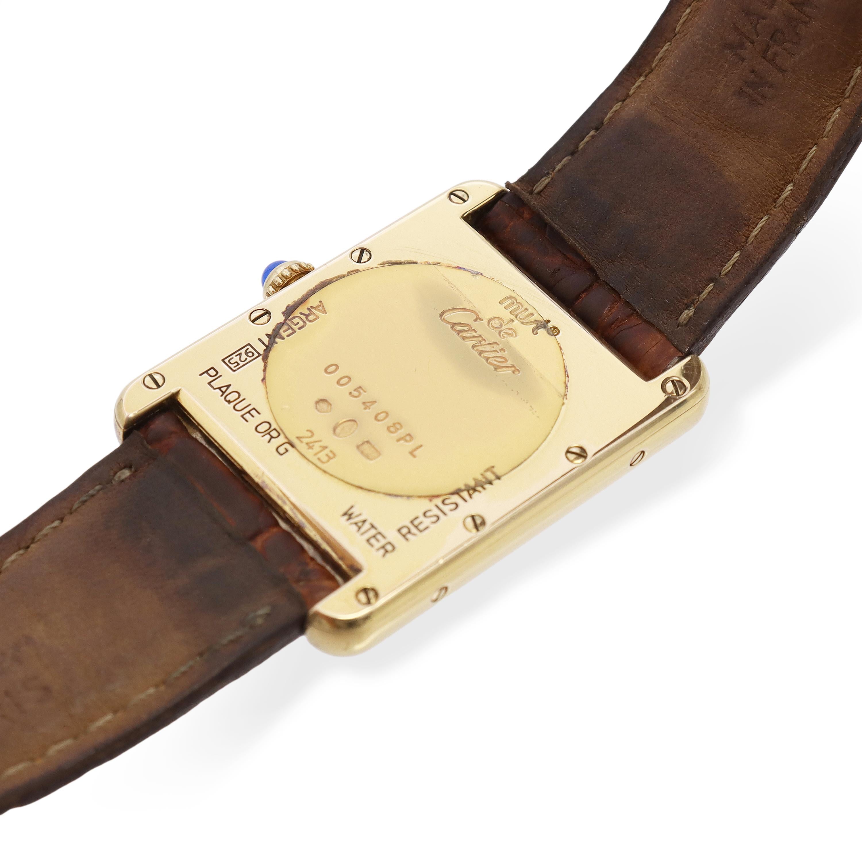 Must de Cartier Tank Vermeil Date Quartz Men’s Watch Ref. 2413