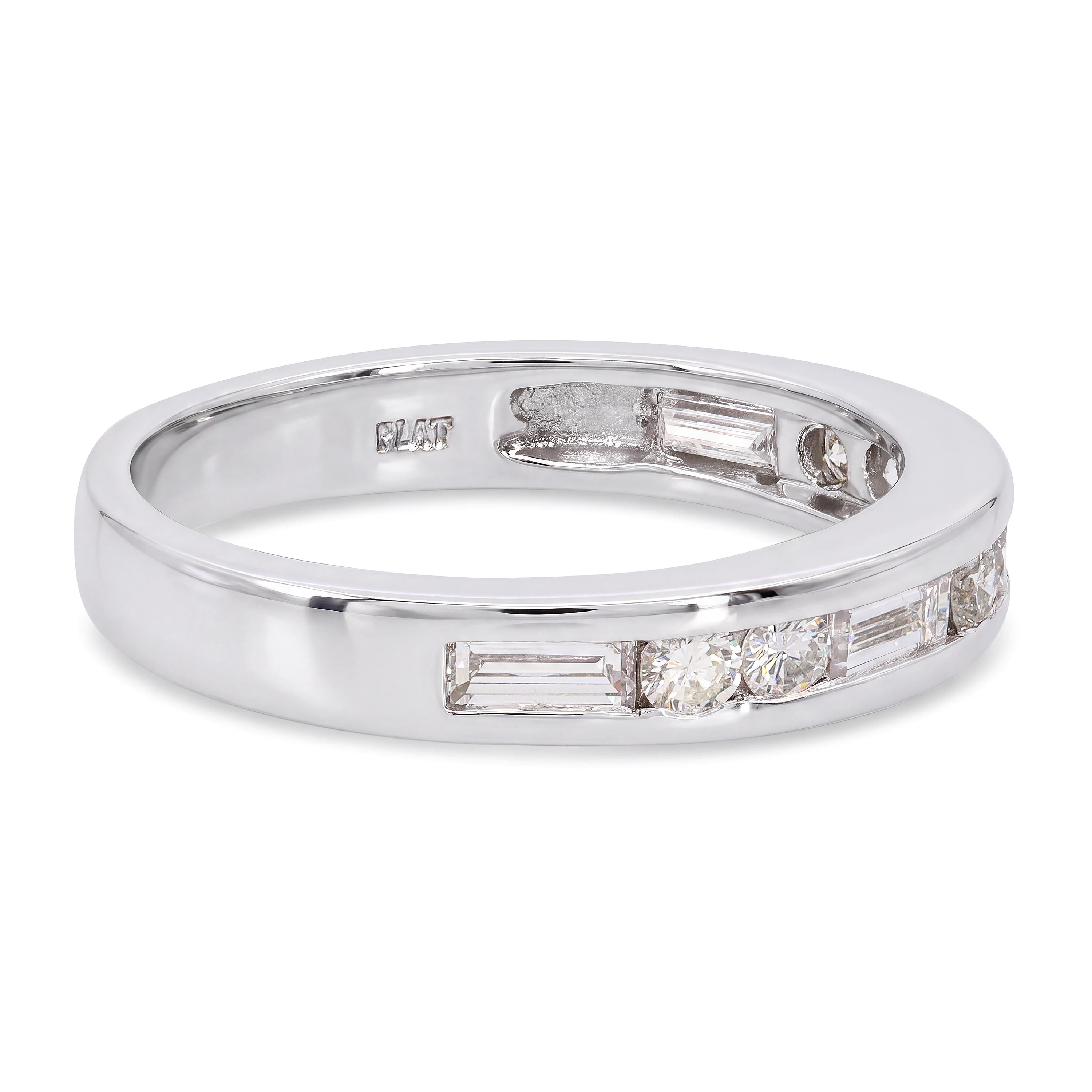 Platinum Channel Set Mixed Cut Diamond Half Band Ring