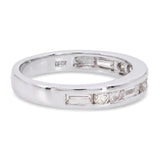 Platinum Channel Set Mixed Cut Diamond Half Band Ring