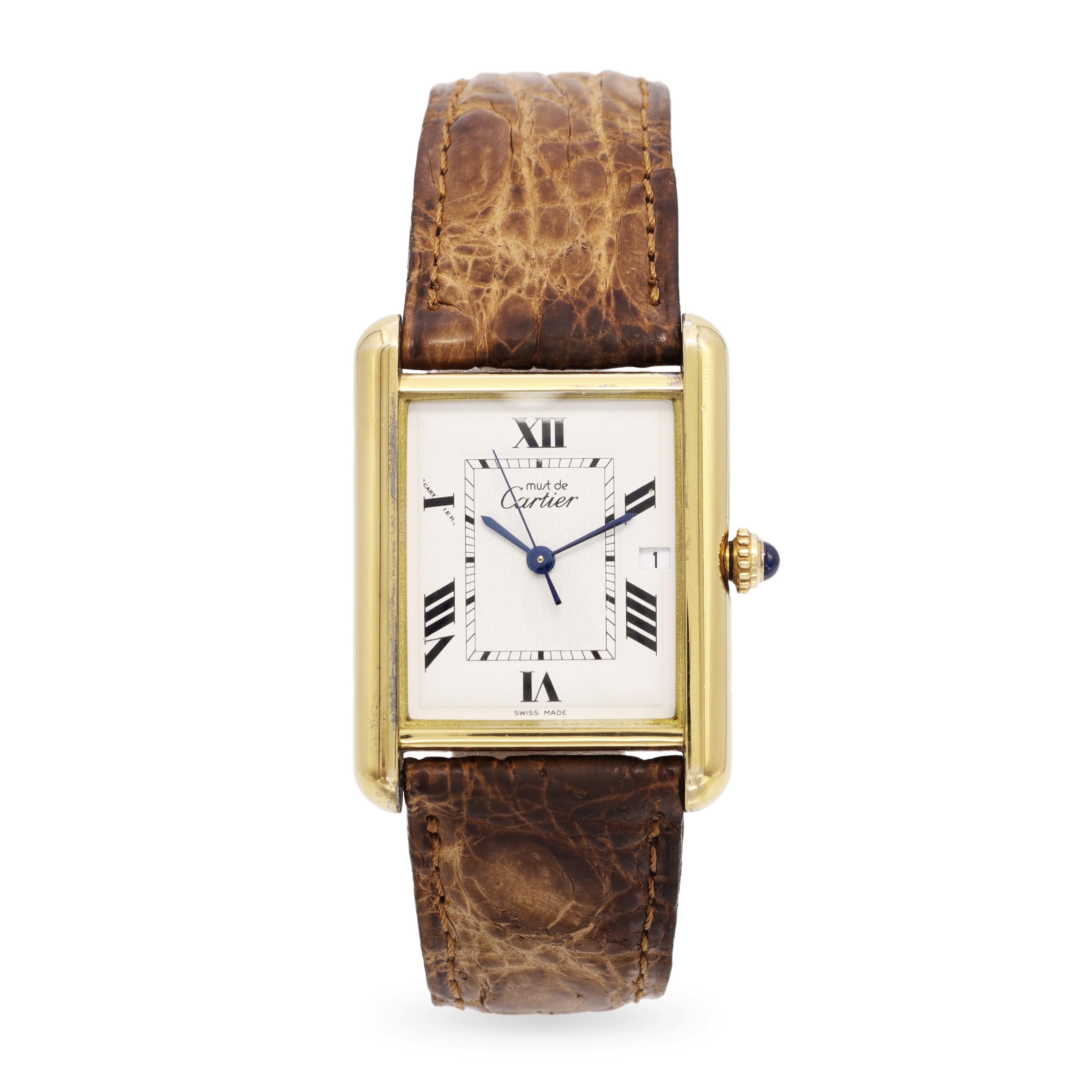 Must de Cartier Tank Vermeil Date Quartz Men’s Watch Ref. 2413