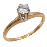 Antique 14K Yellow Gold 0.35ct Old European Cut Diamond Solitaire Ring