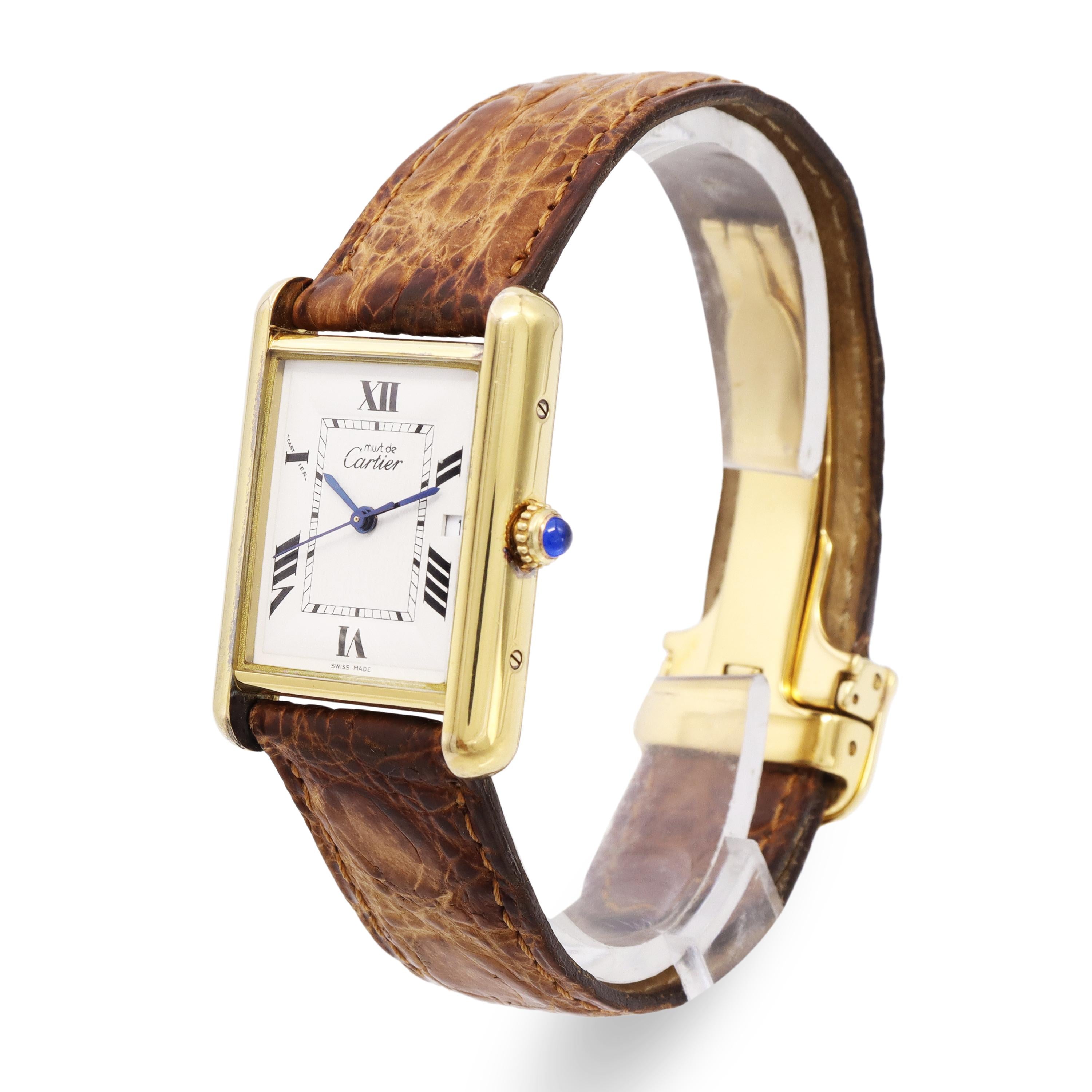 Must de Cartier Tank Vermeil Date Quartz Men’s Watch Ref. 2413