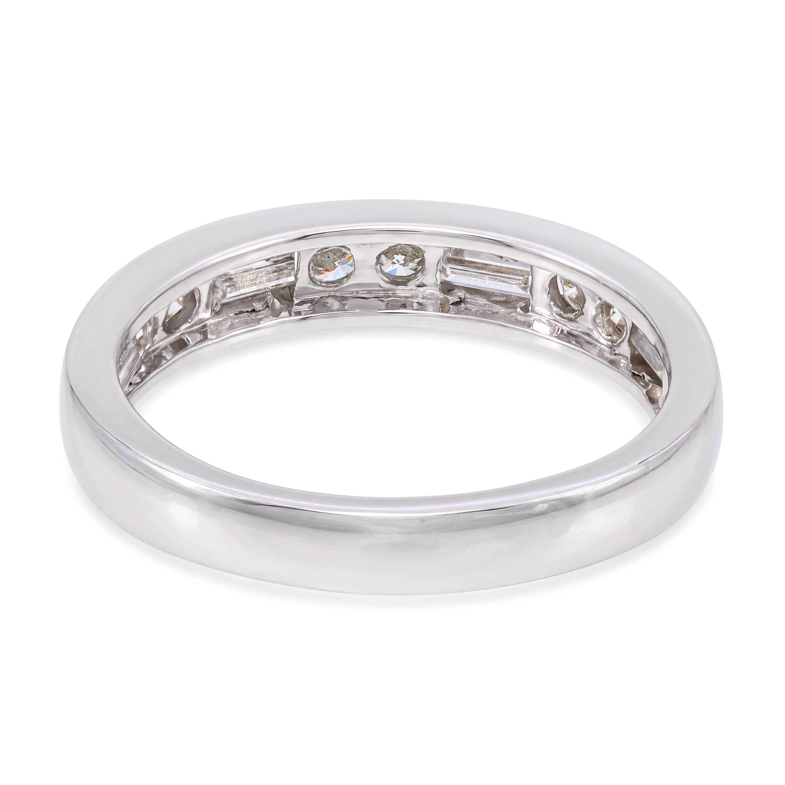 Platinum Channel Set Mixed Cut Diamond Half Band Ring