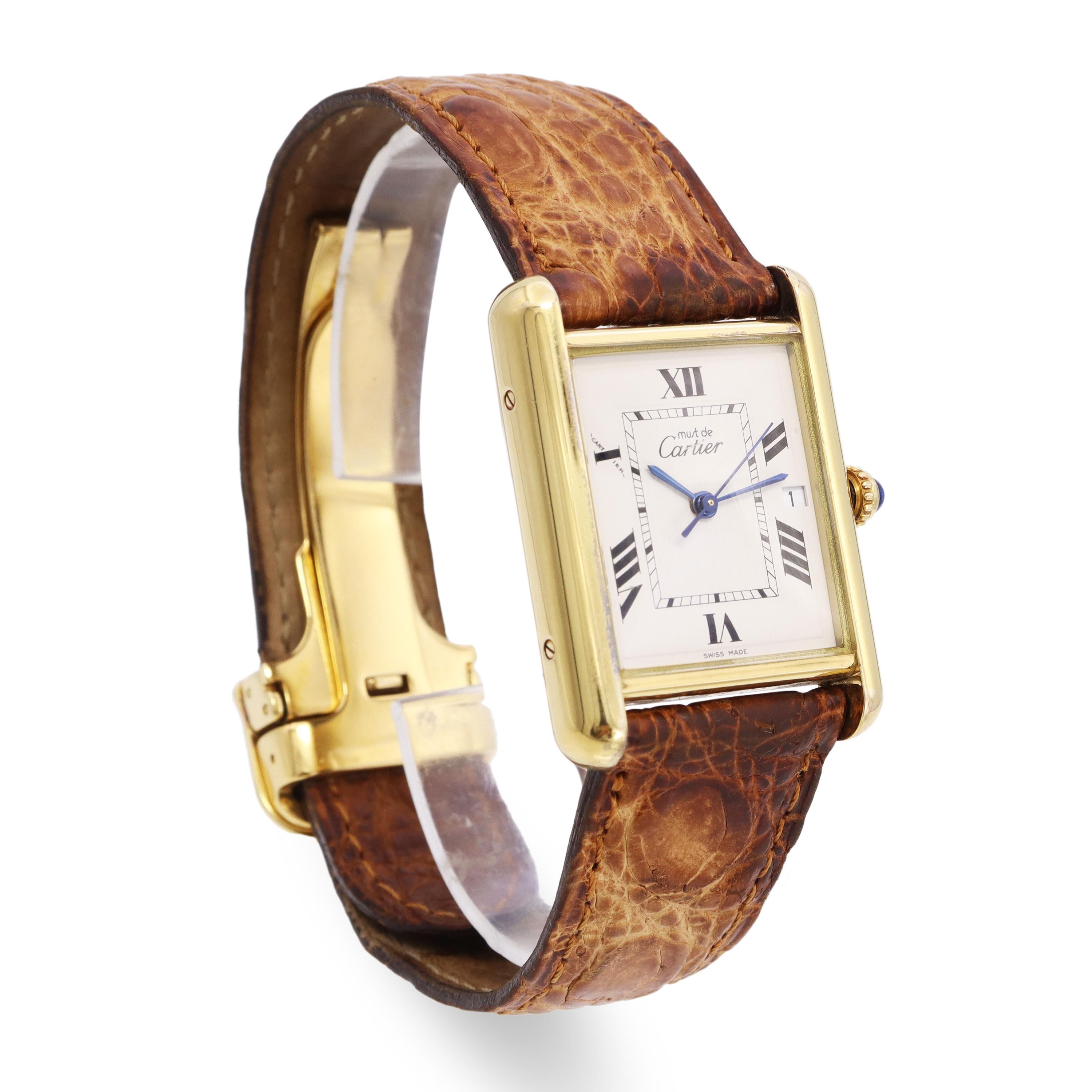 Must de Cartier Tank Vermeil Date Quartz Men’s Watch Ref. 2413