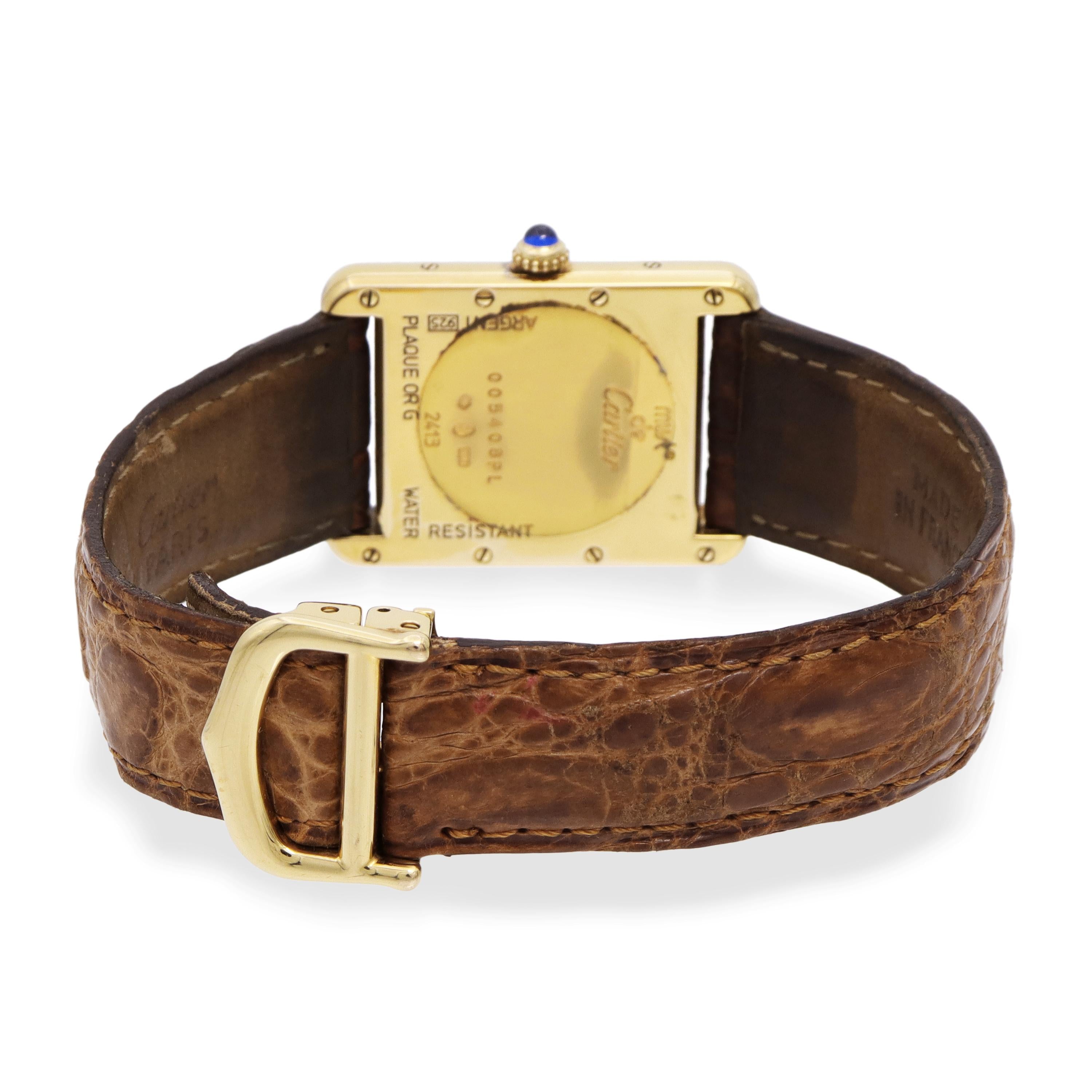 Must de Cartier Tank Vermeil Date Quartz Men’s Watch Ref. 2413