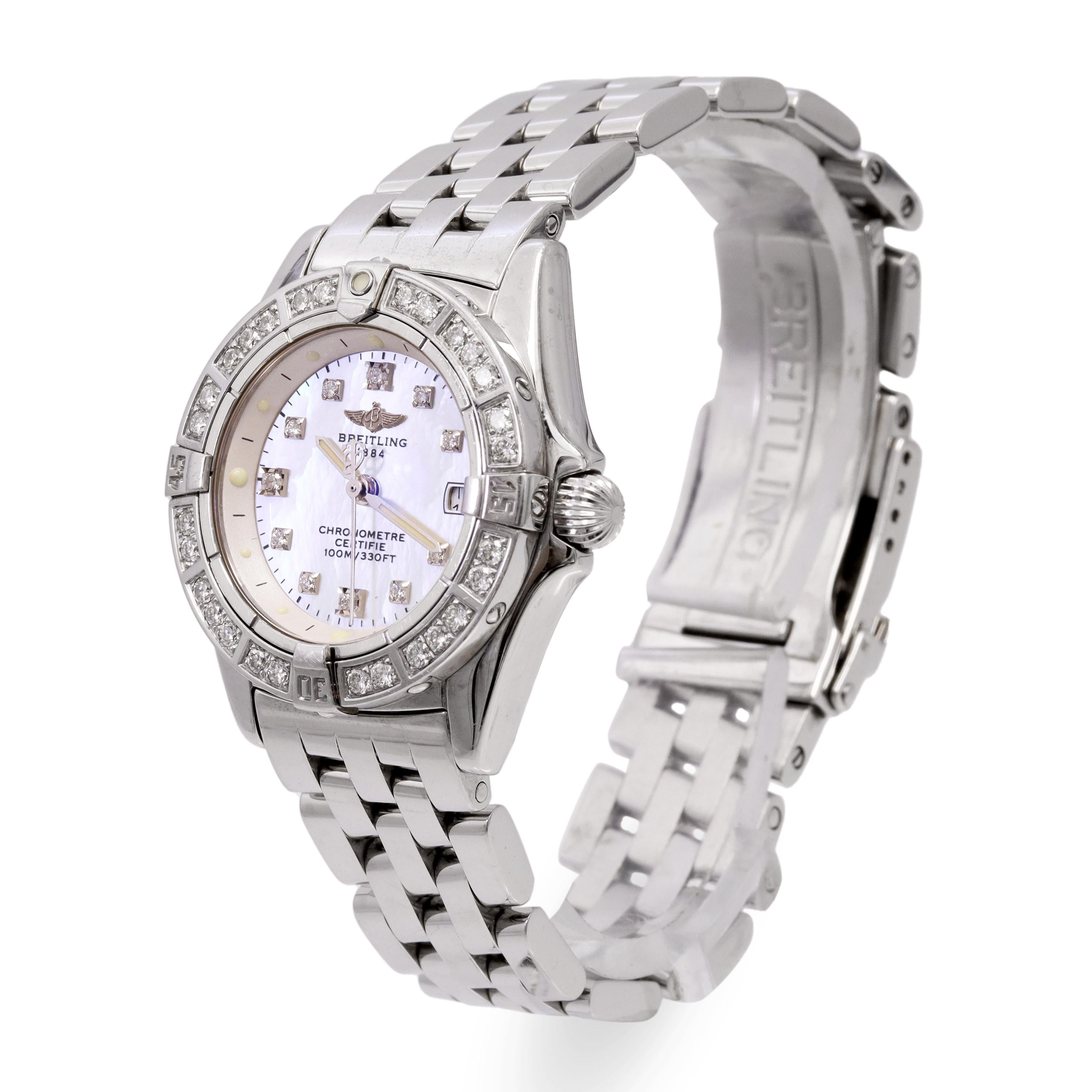 Breitling Callistino Stainless Steel Diamond MOP Dial Quartz Women's Watch