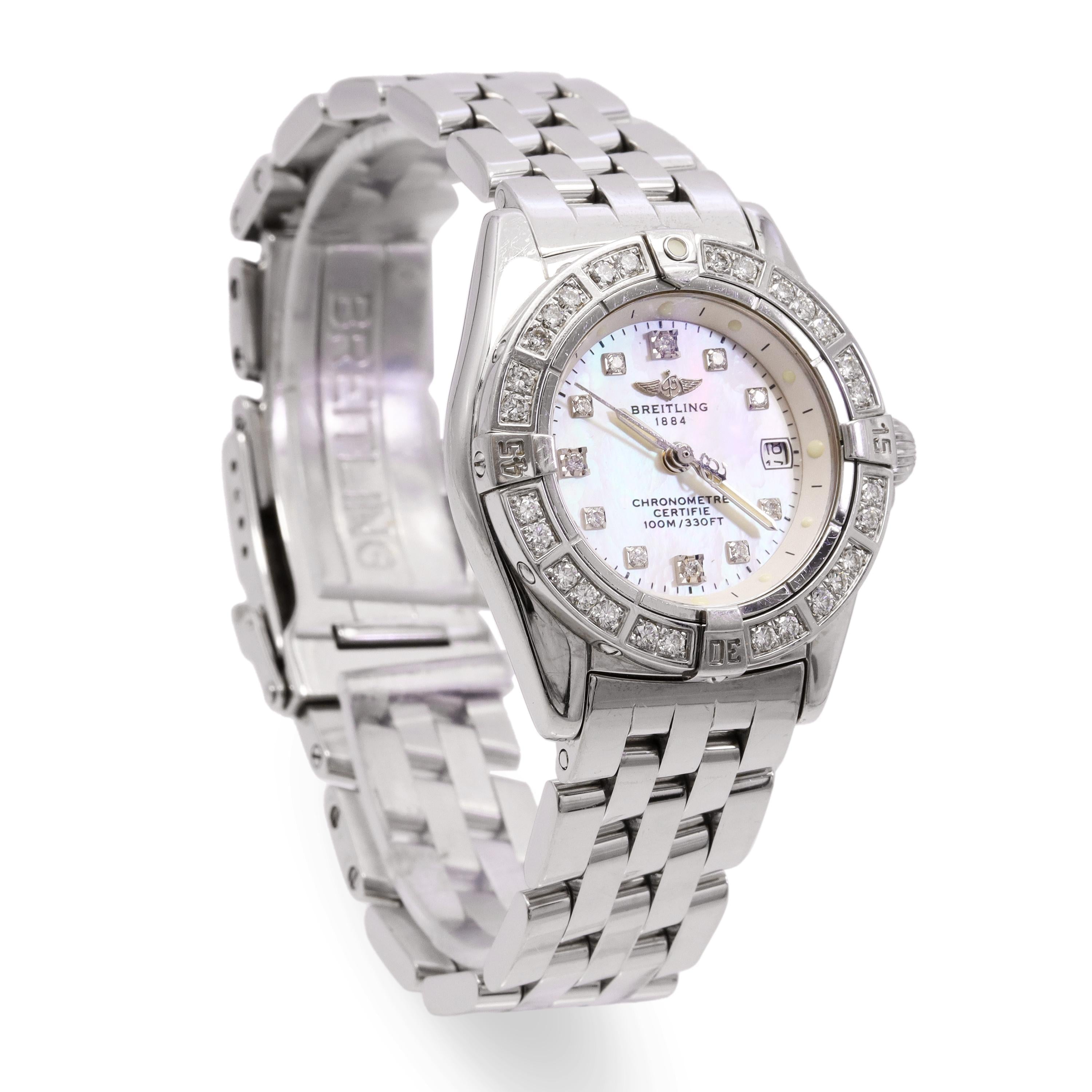 Breitling Callistino Stainless Steel Diamond MOP Dial Quartz Women's Watch