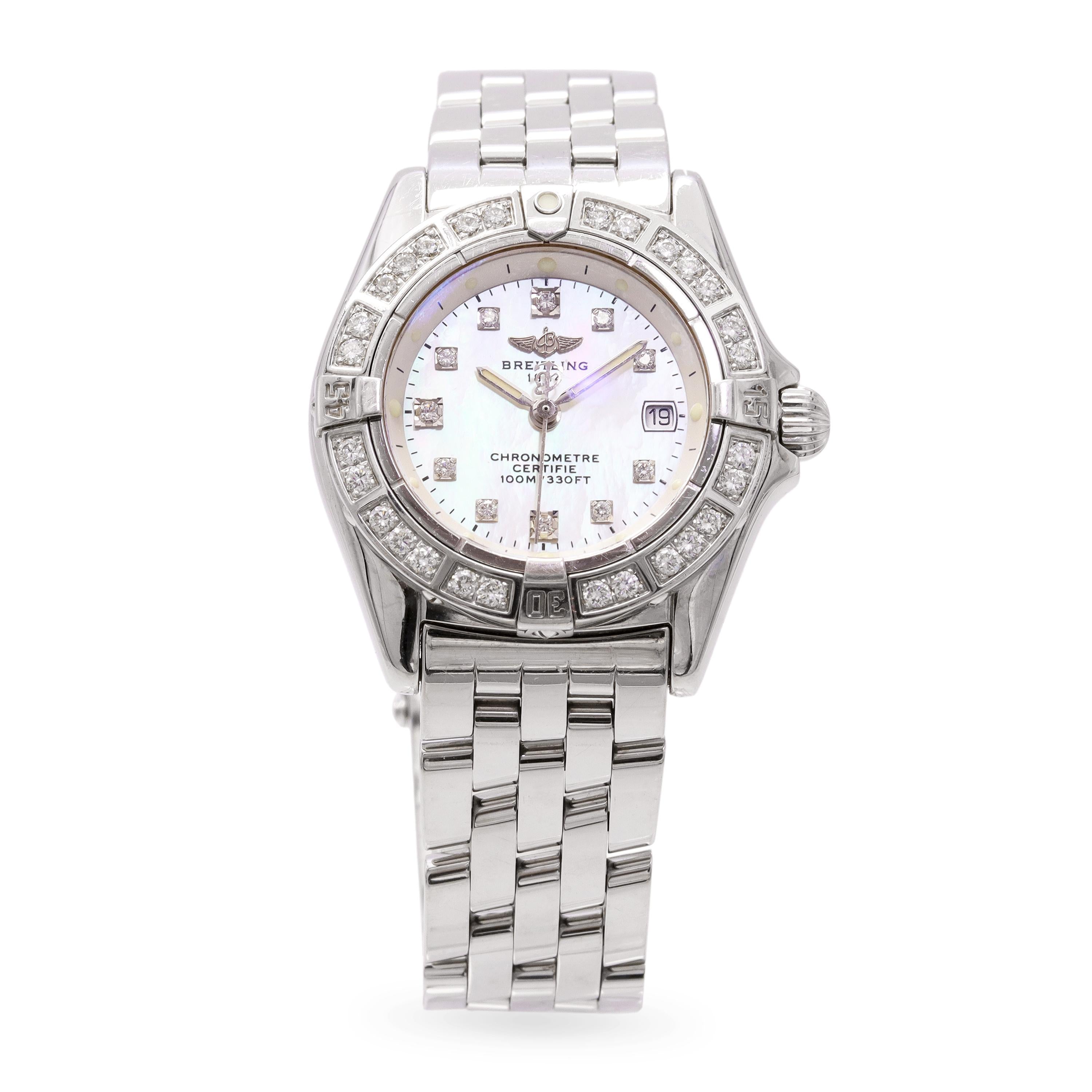 Breitling Callistino Stainless Steel Diamond MOP Dial Quartz Women's Watch