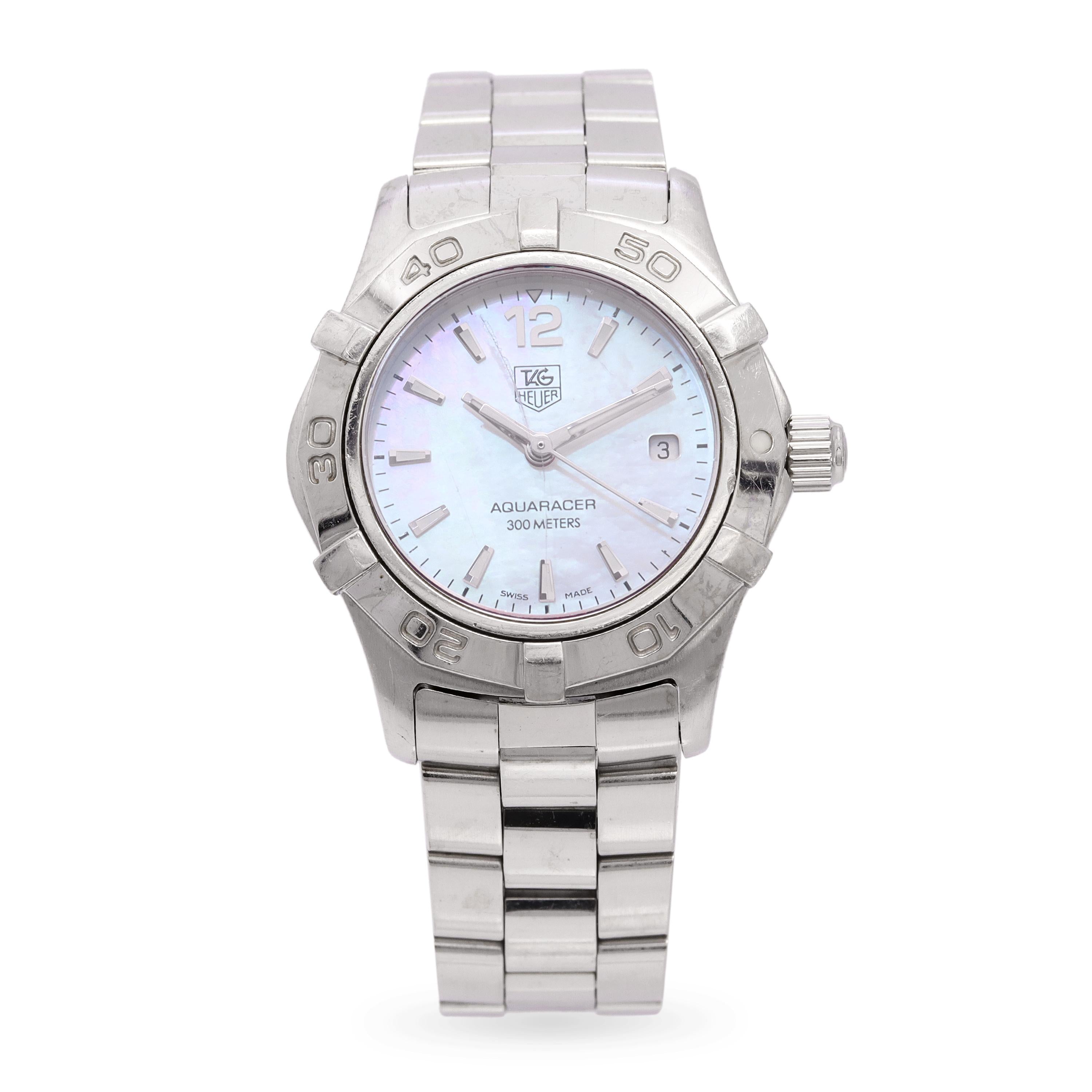 TAG Heuer Aquaracer Stainless Steel MOP Dial Date Quartz Women’s Watch WAF1414