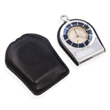 Vintage Jaeger LeCoultre Steel and Black Enamel Memovex Travel Alarm Clock