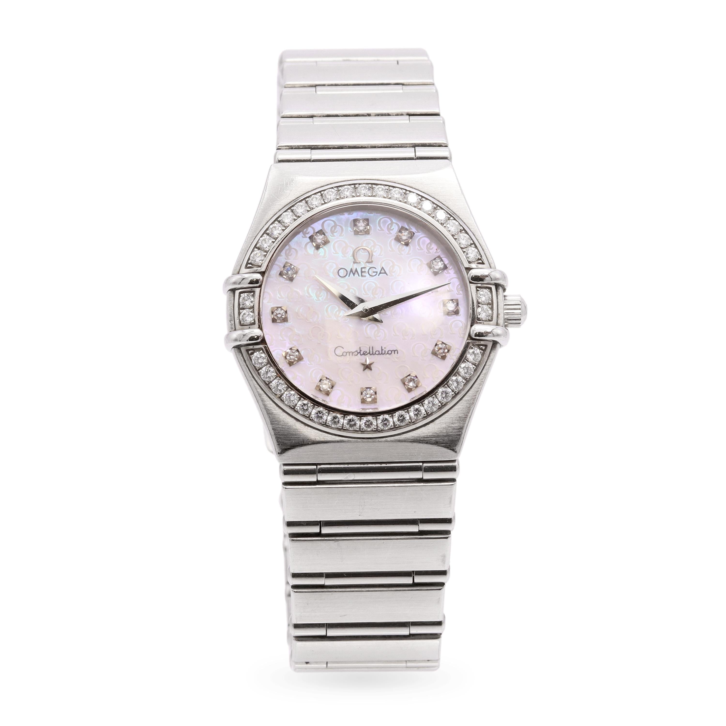 Omega Constellation Stainless Steel Diamond Bezel MOP Dial Quartz Women's Watch