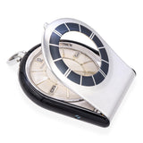 Vintage Jaeger LeCoultre Steel and Black Enamel Memovex Travel Alarm Clock