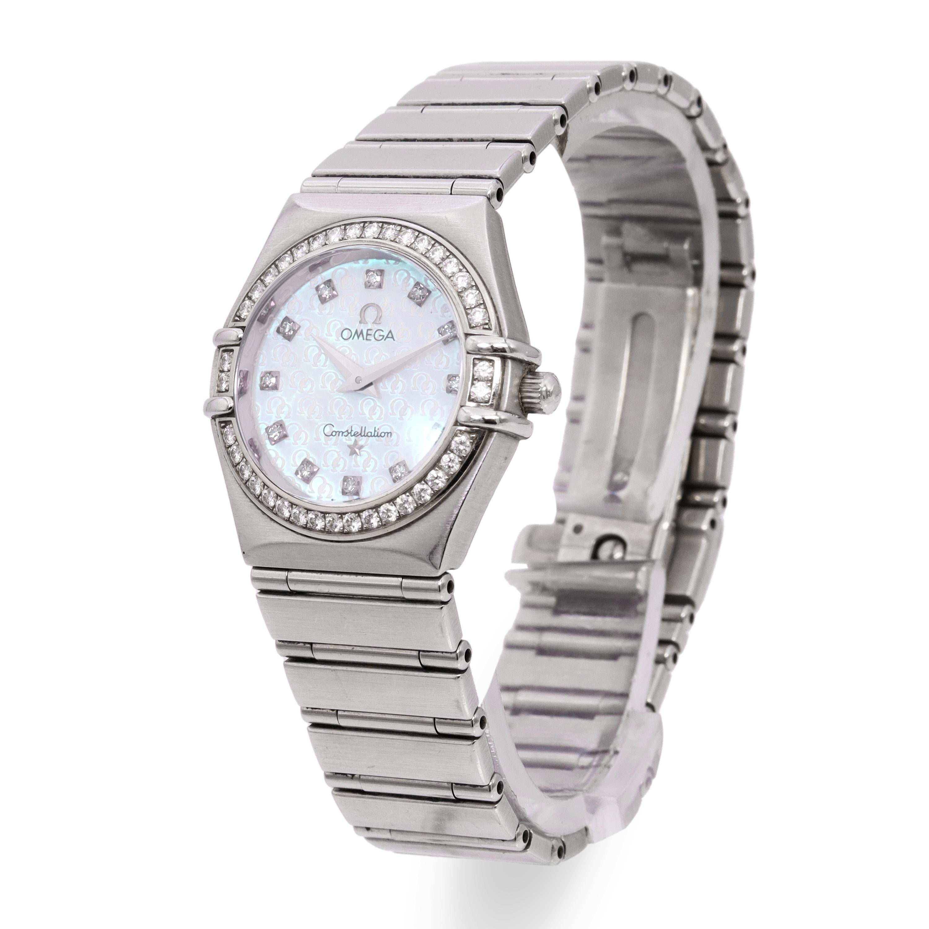 Omega Constellation Stainless Steel Diamond Bezel MOP Dial Quartz Women's Watch