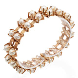 Vintage 14k Rose Gold Cage-Set Pearl Link Bracelet