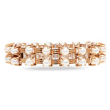 Vintage 14k Rose Gold Cage-Set Pearl Link Bracelet