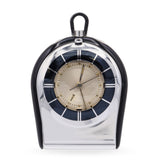 Vintage Jaeger LeCoultre Steel and Black Enamel Memovex Travel Alarm Clock