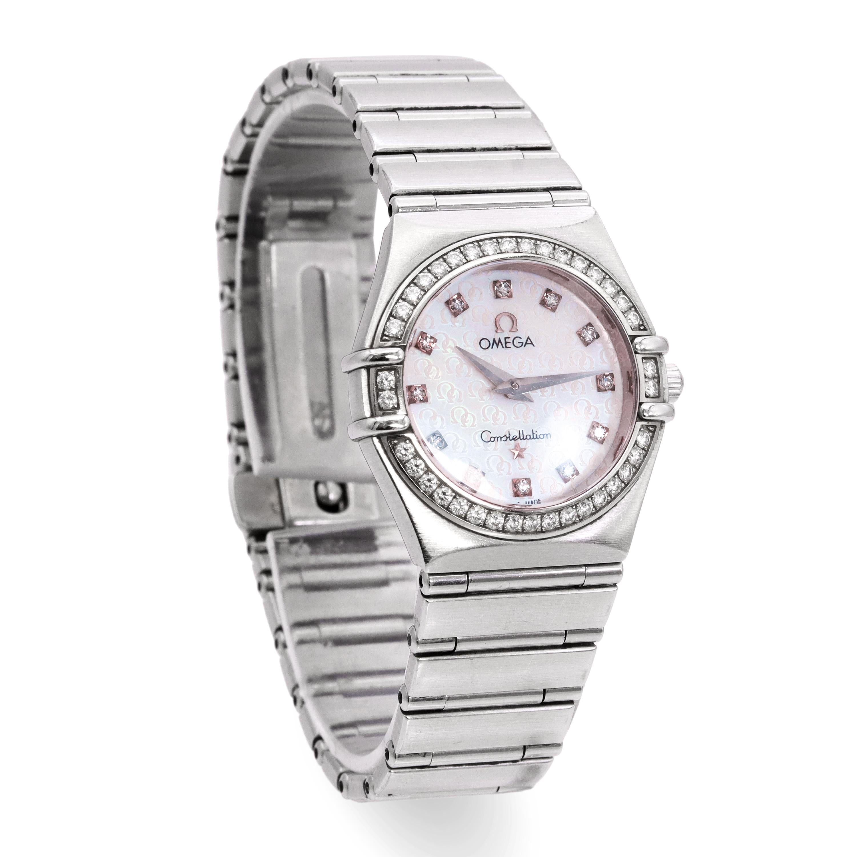 Omega Constellation Stainless Steel Diamond Bezel MOP Dial Quartz Women's Watch