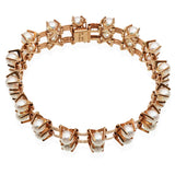 Vintage 14k Rose Gold Cage-Set Pearl Link Bracelet