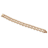 Vintage 14k Rose Gold Cage-Set Pearl Link Bracelet
