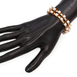 Vintage 14k Rose Gold Cage-Set Pearl Link Bracelet