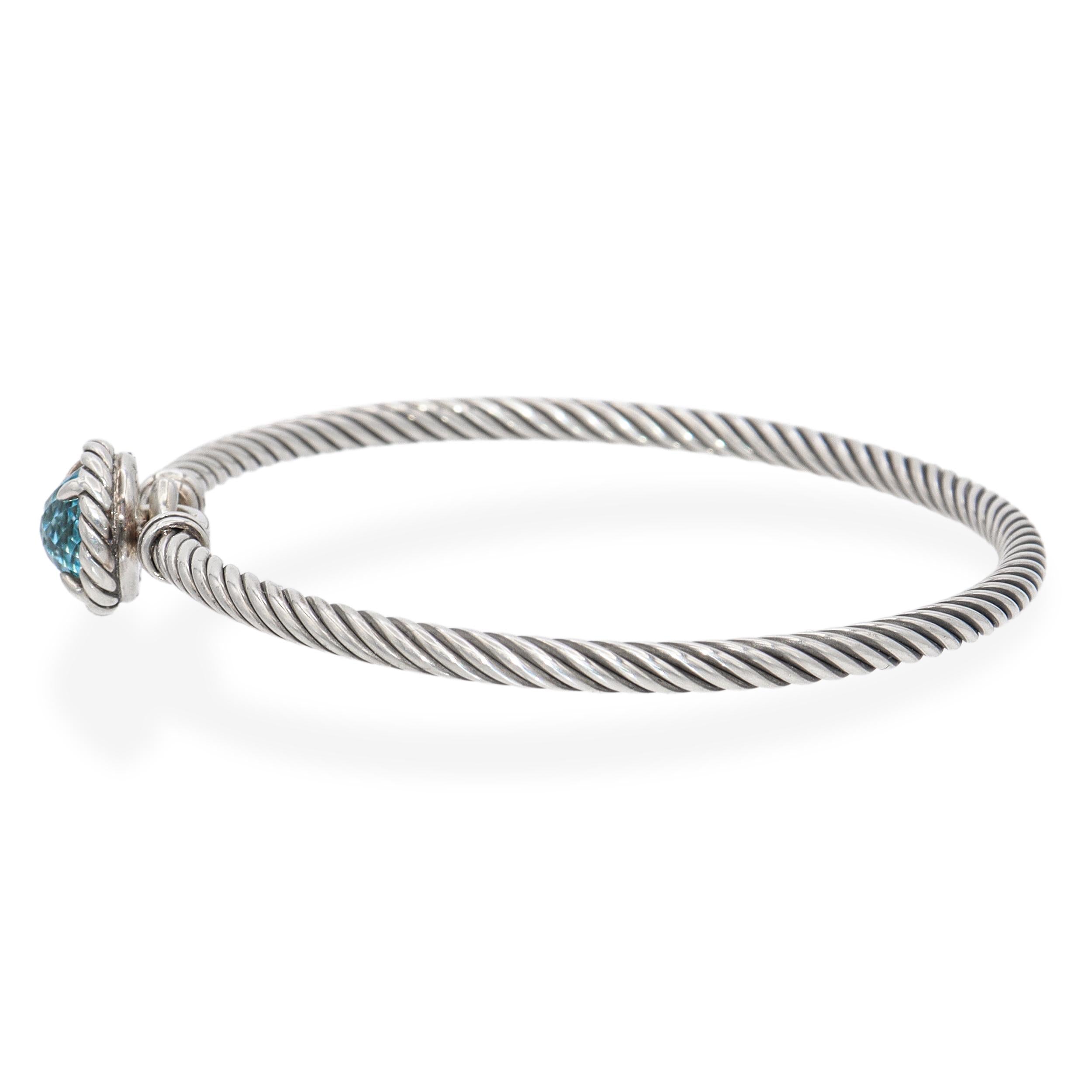 David Yurman Sterling Silver and Blue Topaz Braided Bangle Bracelet